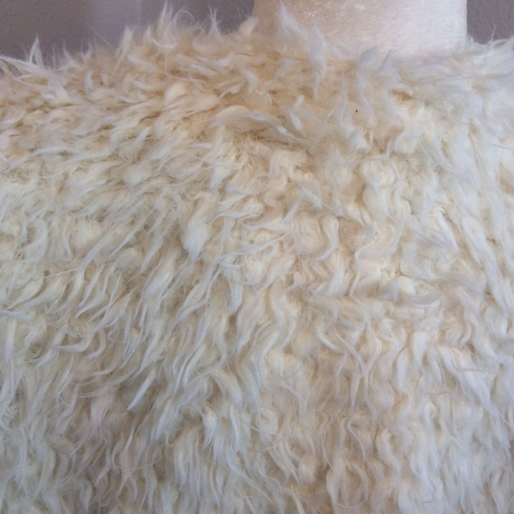 Cotton Bleu Ivory Cream Fuzzy Faux Fur Jacket Coat - Picture 3 of 8